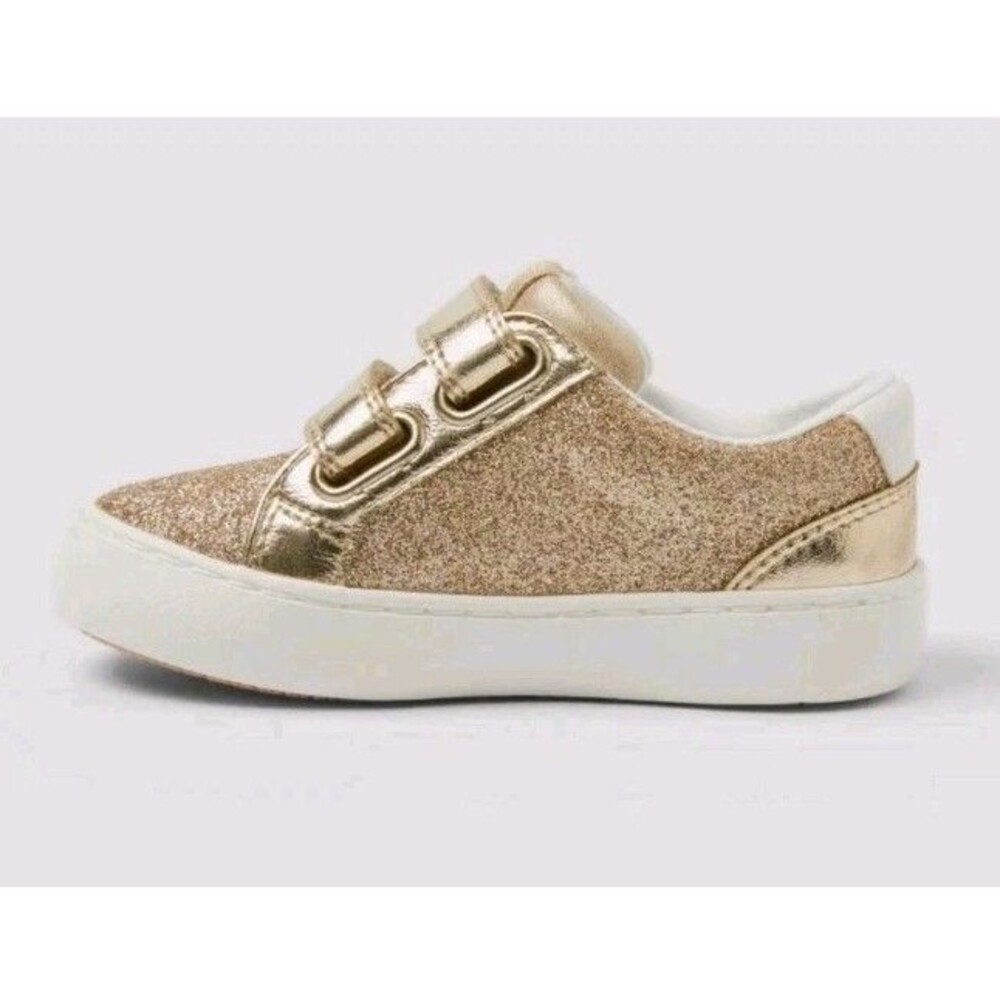 Cat & Jack Sora Toddler Glitter Gold Star Pattern Sparkly Slip On Sneaker Size 5 - Picture 2 of 8
